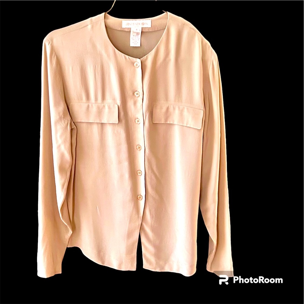 Jones New York Vintage Long Sleeve Blouse Sz 6 Cream Color